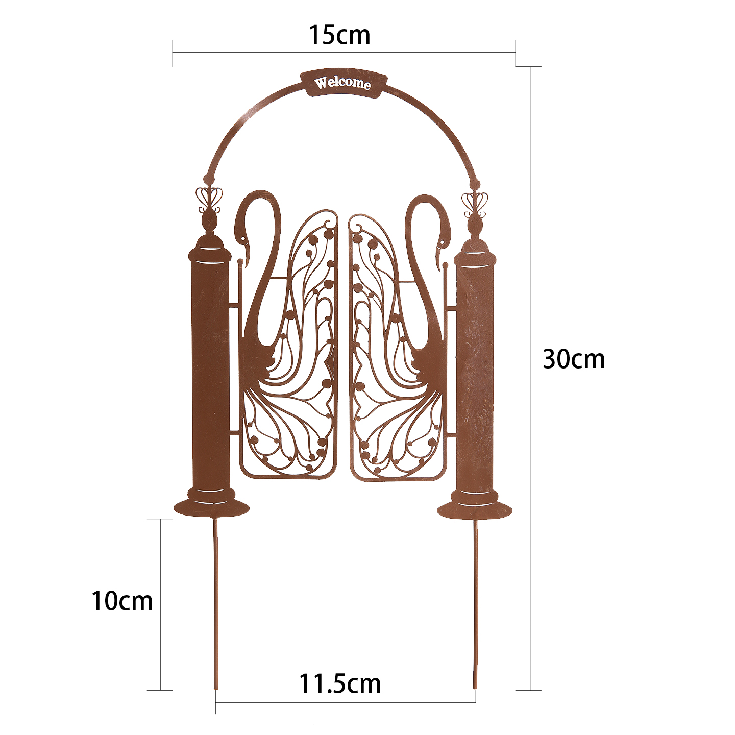 爱上花园庭院阳台露台家居花盆装饰铁皮锈色 天鹅拱门花插