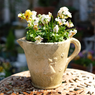 小兔子水壶 爱上花园粗制陶盆粗陶花盆器陶缸园艺阳台露台透气