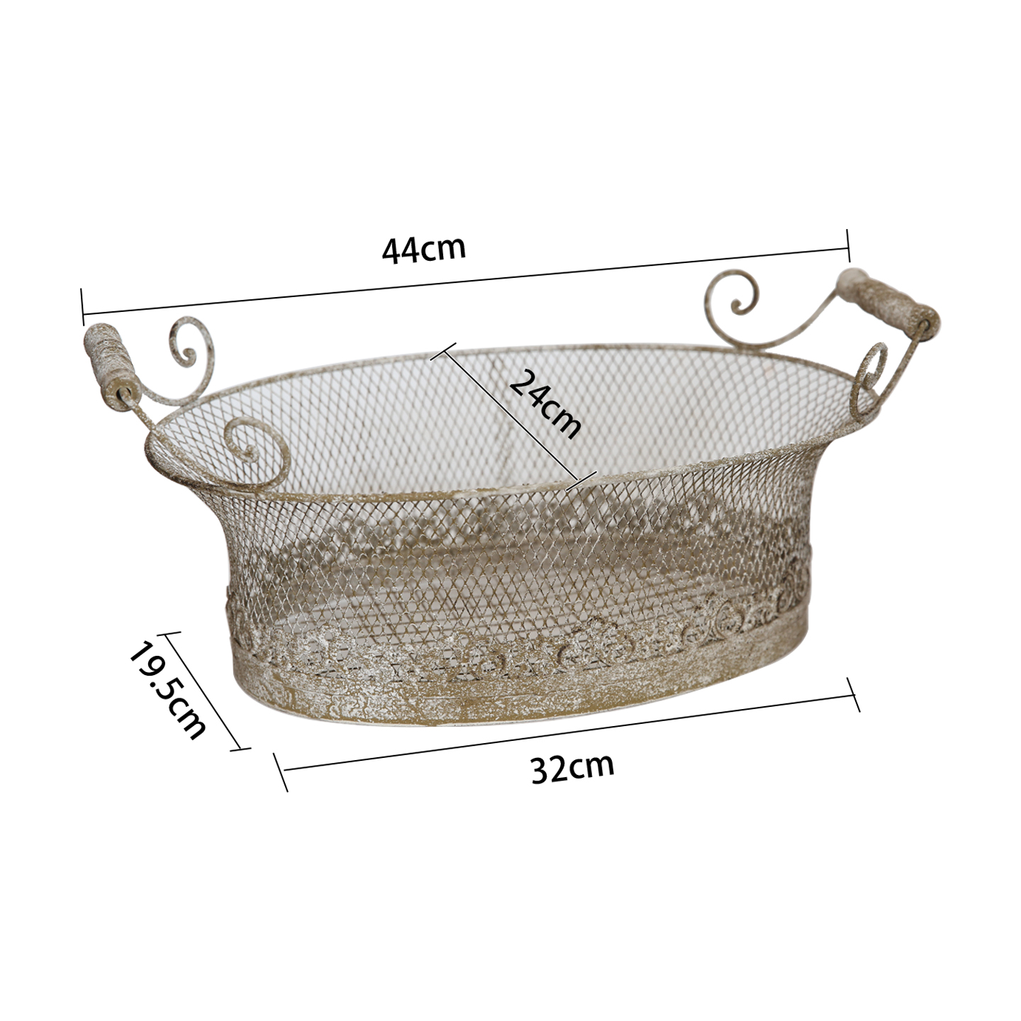 爱上花园杂货庭院阳台家居装饰收纳铁艺做旧椭圆双把铁丝筐