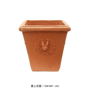 爱上花园丨园艺庭院 粗制红陶盆花盆透气立体浮雕 兔头浮雕红陶盆