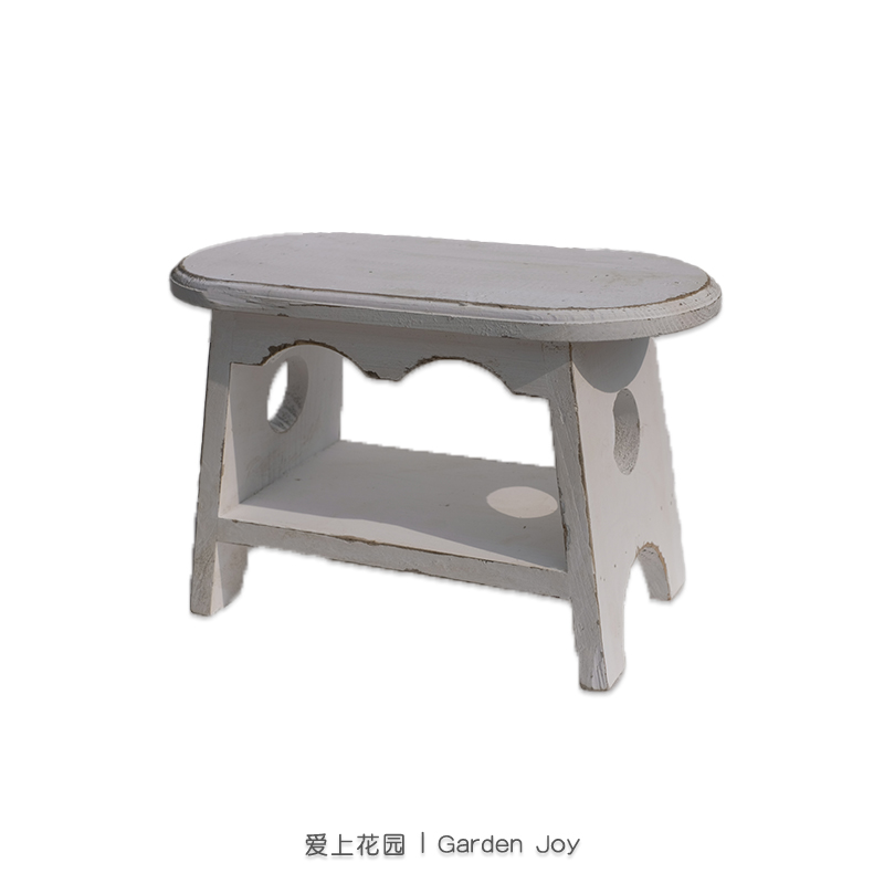 爱上花园|花架板凳 花园木质装饰摆件做旧 花凳 椭圆小板凳置物架
