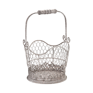 爱上花园家居庭院阳台装饰实用收纳提篮铁丝做旧复古镂空提篮