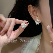 999纯银耳针夏天超闪烟花耳钉轻奢高级感气质耳环2025年新款 耳饰