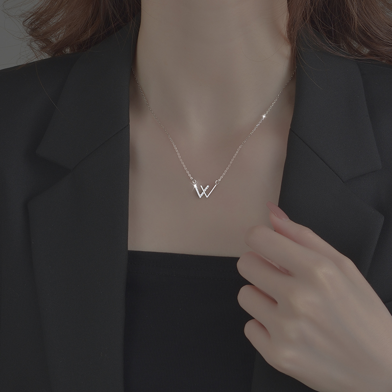 轻奢小众字母新款INS纯银项链