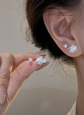 999纯银耳针小烟花耳钉女轻奢小众小巧气质耳环2025新款爆款耳饰