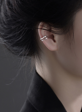 925纯银耳夹女无耳洞日韩极简风耳环高级感冷淡风素圈耳骨夹耳饰