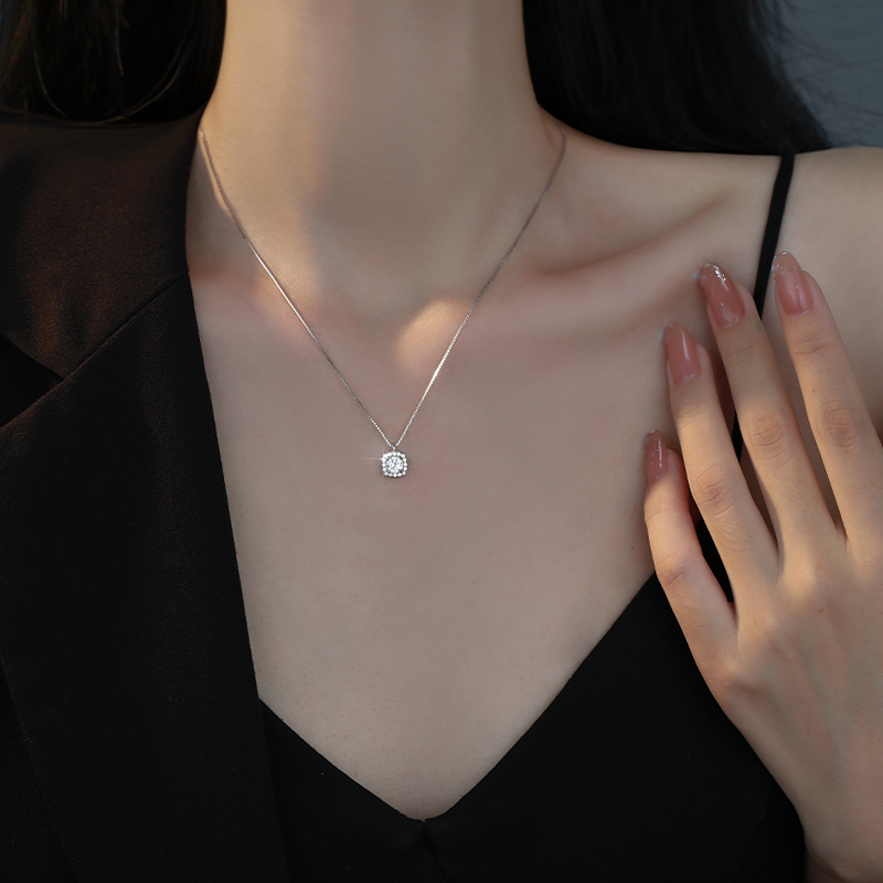 925纯银项链女高级感闪锆锁骨链