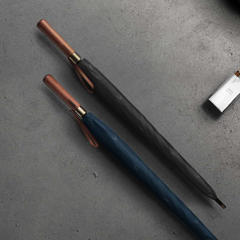 OLYCAT新款双层风暴伞加大加厚不透光晴雨伞实木手柄2-3人大伞