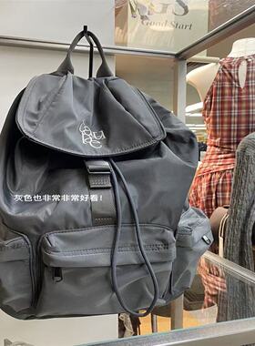韩系运动风双肩包刺绣字母轻便时尚大容量休闲包尼龙背包学生书包