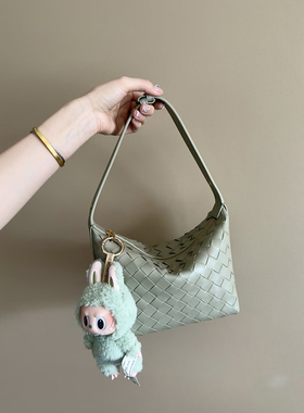 2026新款手工定制编织包复古洞石绿饭盒包手提迷你包包单肩腋下包