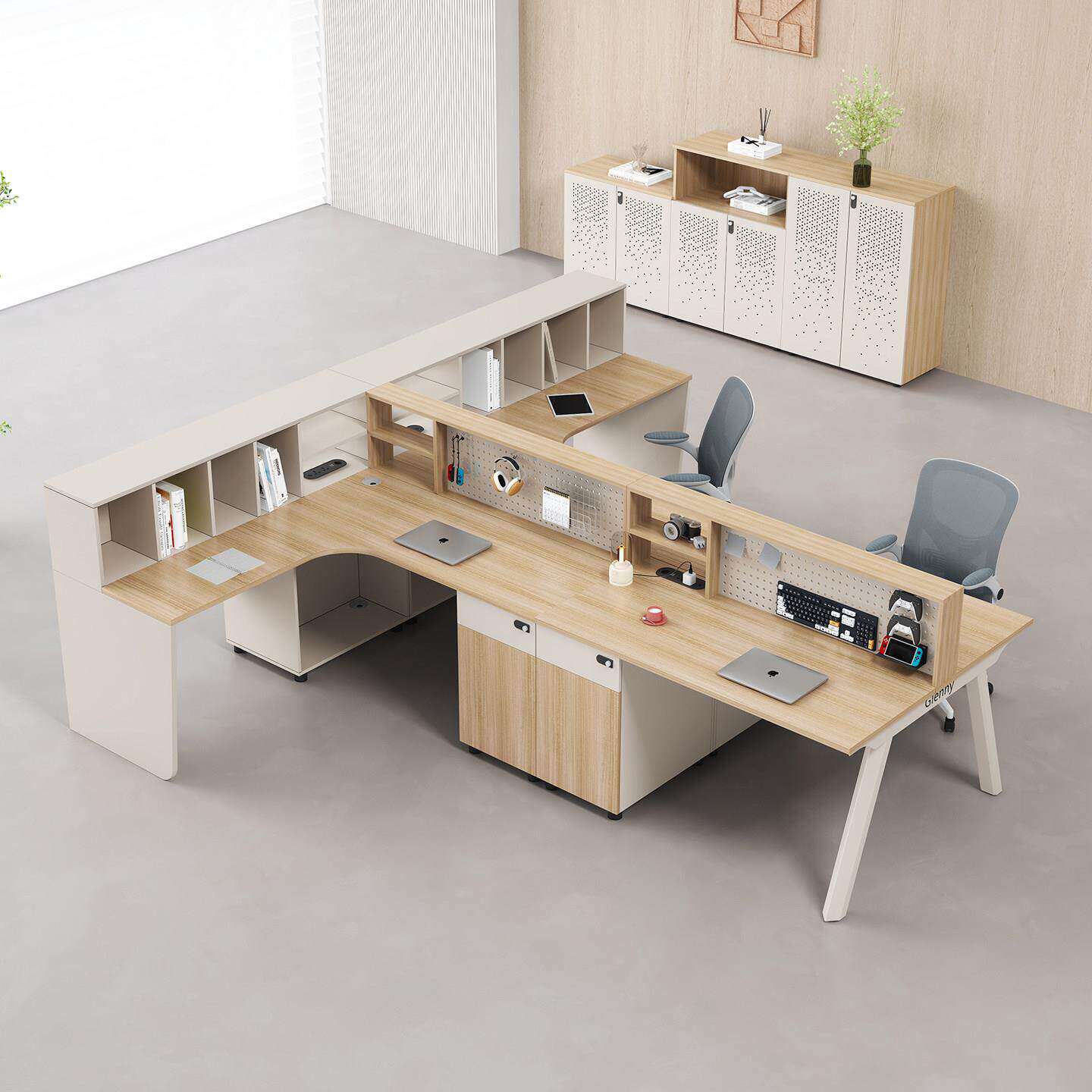 财务屏风三人位桌椅组合职员办公桌办公室员工桌L型2/4/6工位卡座