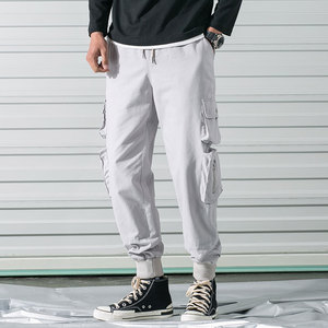 新款法式工装裤男 宽松大码拉链小脚休闲裤日系 K88-P30图片