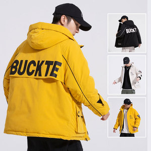 2020工装棉衣男日系 印花贴标棉服外套连帽棉袄 MY52-P100-控128图片