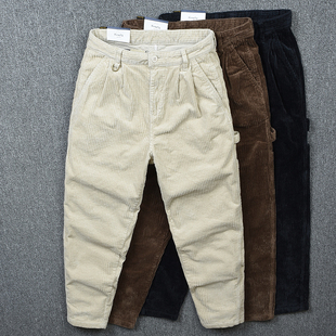 灯草绒裤子男裤秋冬款宽松直筒裤灯绒芯纯棉休闲裤复古条绒裤男潮