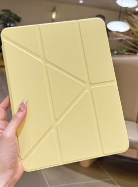 适用ipad11保护壳ipadair765新款y折8/9保护套mini7防弯6摔10.2寸4代10.9air2黄色10pro2024平板带笔槽红苹果