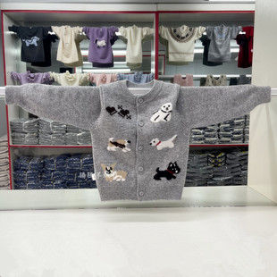 韩版秋冬儿童羊绒衫男童女童开衫圆领加厚小狗毛线衫针织羊绒外套