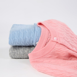 女童纯羊毛开衫儿童薄款圆领外套纯色羊毛衫公主款单排扣外穿毛衣