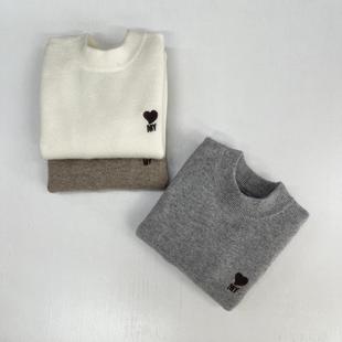 儿童纯羊绒衫男童套头毛衣女童白色针织打底衫中大童纯色加厚百搭