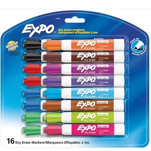 Colors Chisel Low Odor Dry EXPO Tip Markers Erase Assorted