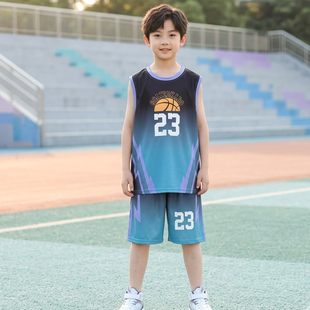 男童篮球服两件套夏季无袖背心运动套装帅气速干球衣小学生男款薄