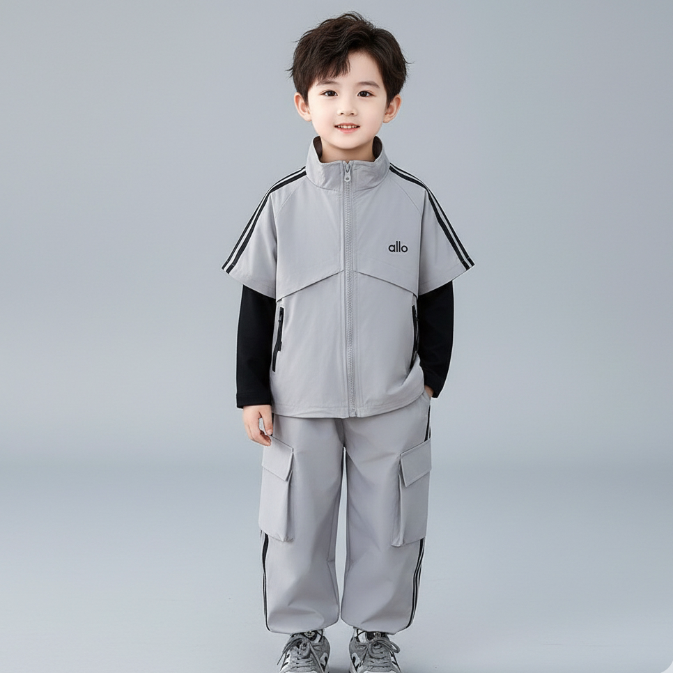 男童韩版儿童运动套装春秋2件套假两件立领夹克长裤运动风幼儿园