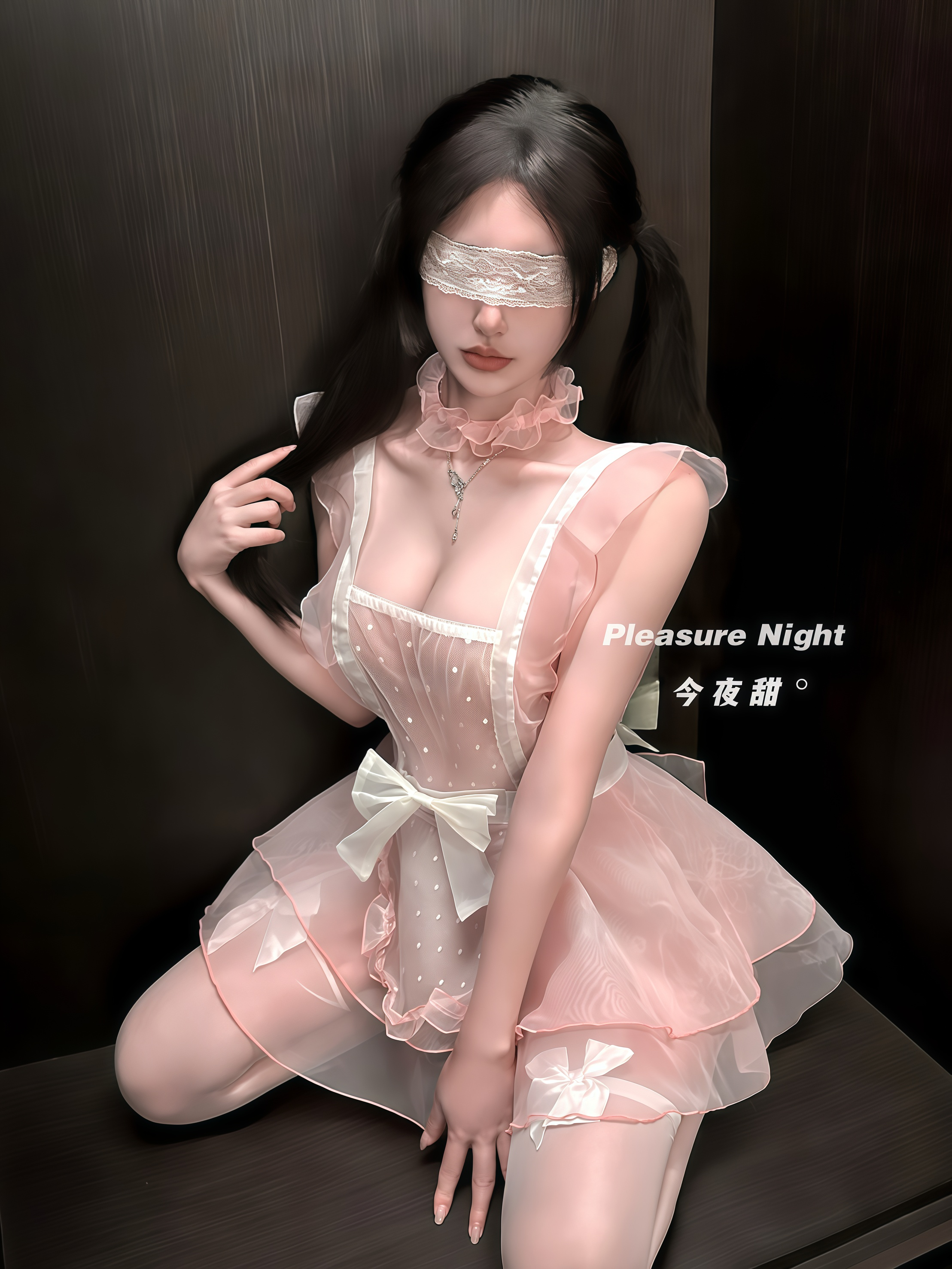 小娇妻*纯欲女仆cos女佣波点蕾丝蝴蝶结透视制服性感睡衣睡裙qqny