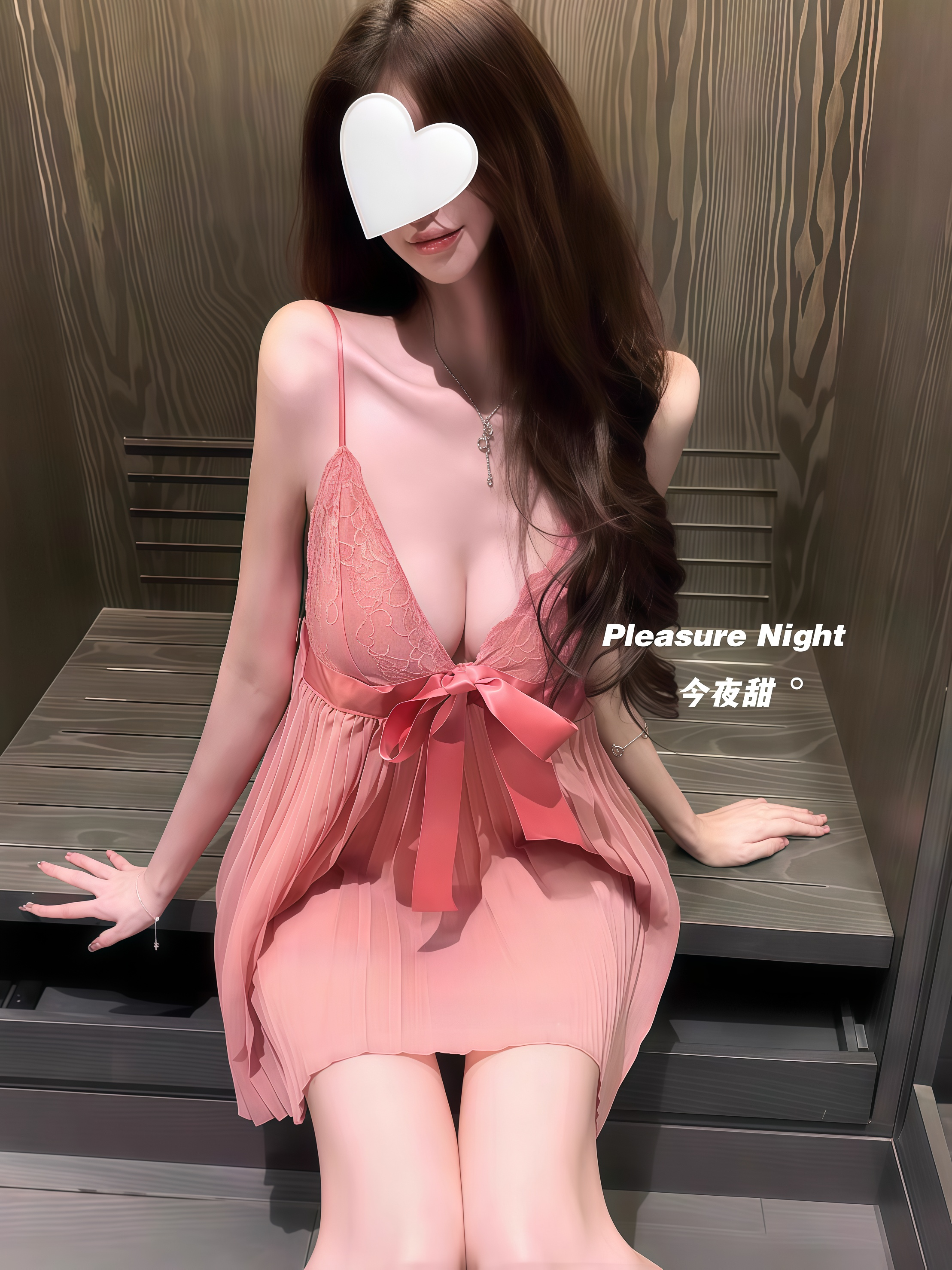 蜜桃粉粉*性感蕾丝蝴蝶结睡衣女纯欲吊带睡裙带胸垫情侣趣味内衣
