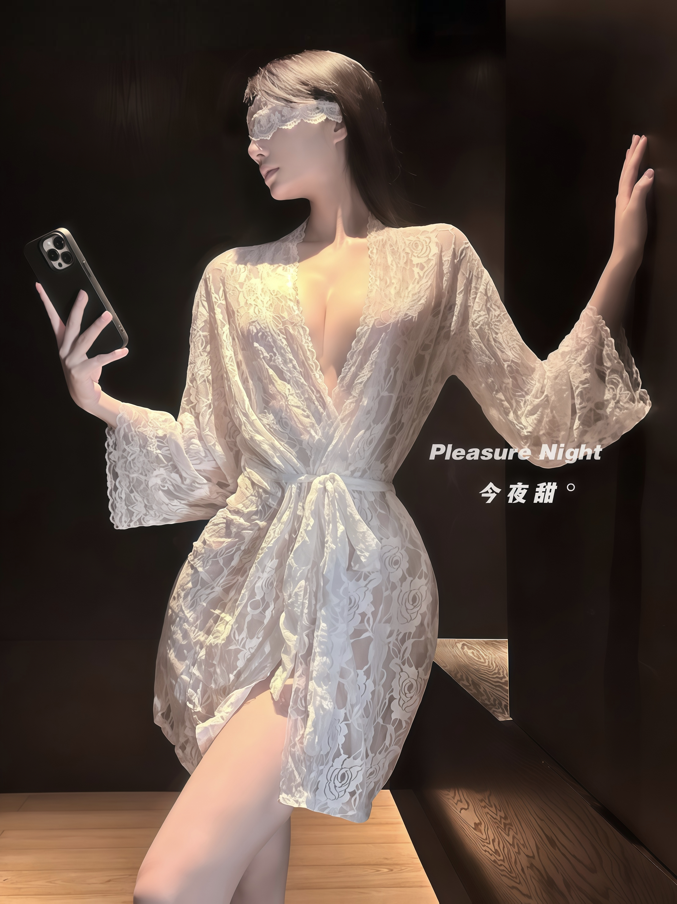 纯白玫瑰*高级感纯欲睡袍性感浴袍透视蕾丝深V居家服情调趣味内衣
