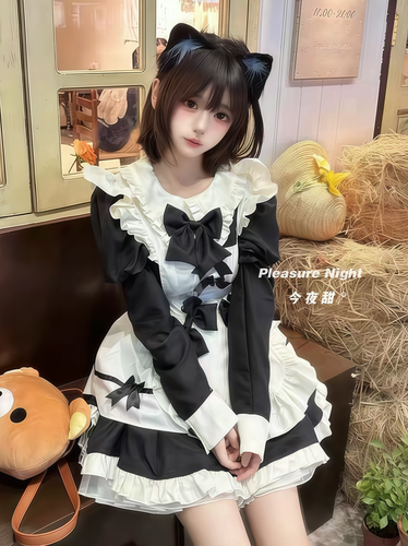 萌系女友*大码复古女仆装lolita洛丽塔连衣裙漫展服女仆装cosplay