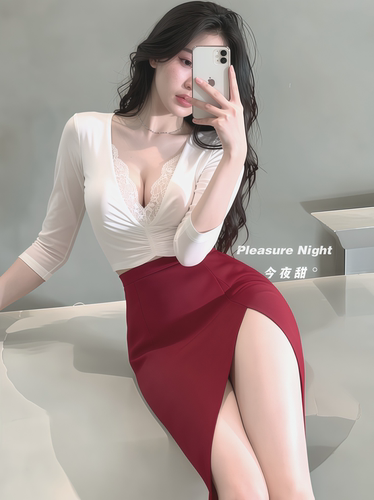 半熟告白*深V蕾丝开叉包臀裙秘书套装女2026新款情调趣味qqny内衣