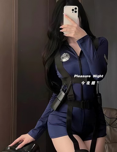 纯欲女警cos紧身连体制服