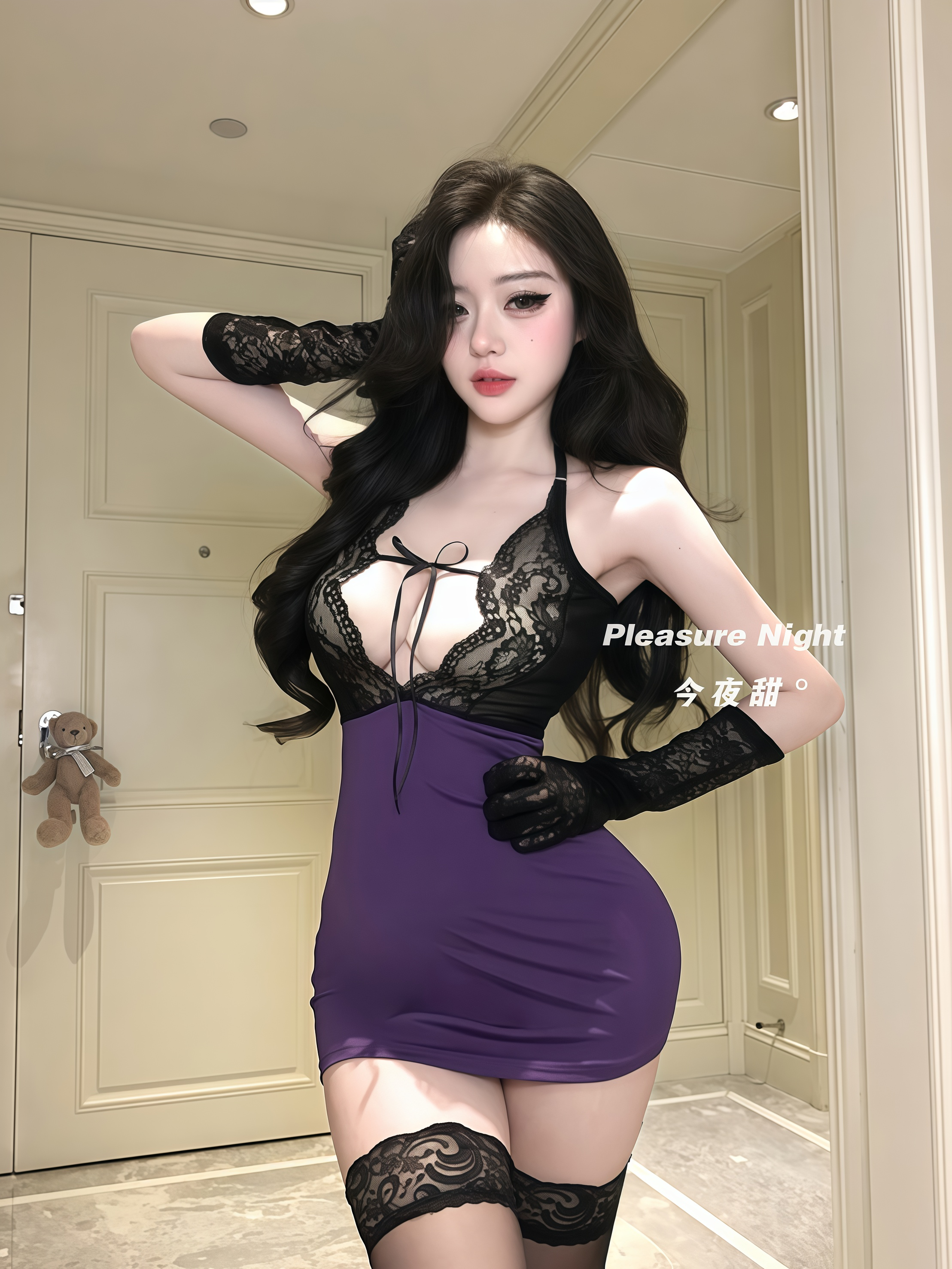 御欲*紫色挂脖连衣裙女大码性感包臀裙修身显瘦辣妹风夜店蹦迪装