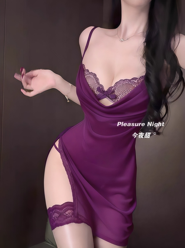 紫藤花*性感睡衣女纯欲风高级感小胸吊带裙蕾丝花边睡裙qqny战袍