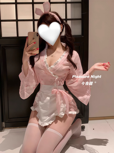 粉桃兔语*和服风女仆cos可爱女佣女装兔女郎性感趣味内衣制服qqny