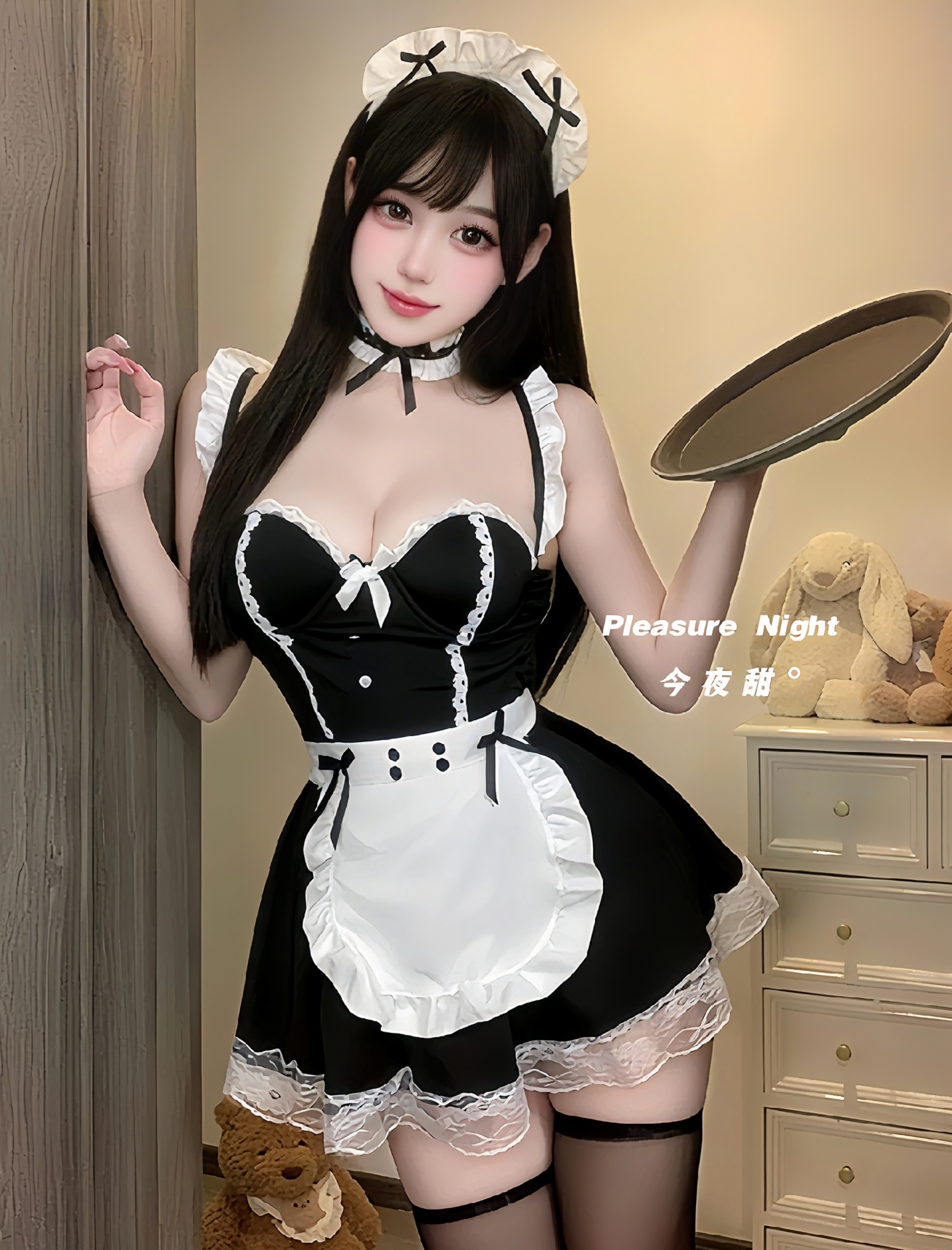 提拉米苏*纯欲睡裙套装蕾丝性感内衣带胸垫女仆cos制服吊带连衣裙