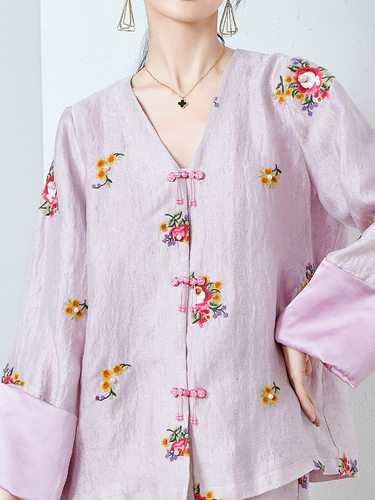 春装古盘扣两件套中国风女唐装