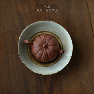 宜兴紫砂壶 玥砂 黄龙山深坑紫泥 南瓜壶 仿生器 手工制作