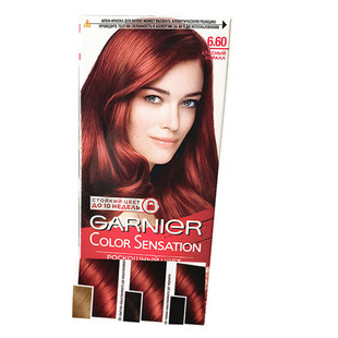 俄罗斯卡尼尔染发剂膏盖白发上色号持久植物无氨6.6火红色115ml