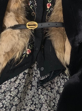 PAY ME Ginger Ale不锈钢扣头复古女士针扣皮带金扣真皮腰带牛皮