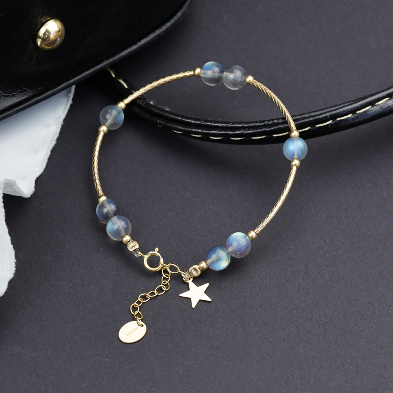 匠趣14K包金星辰灰月光石手链