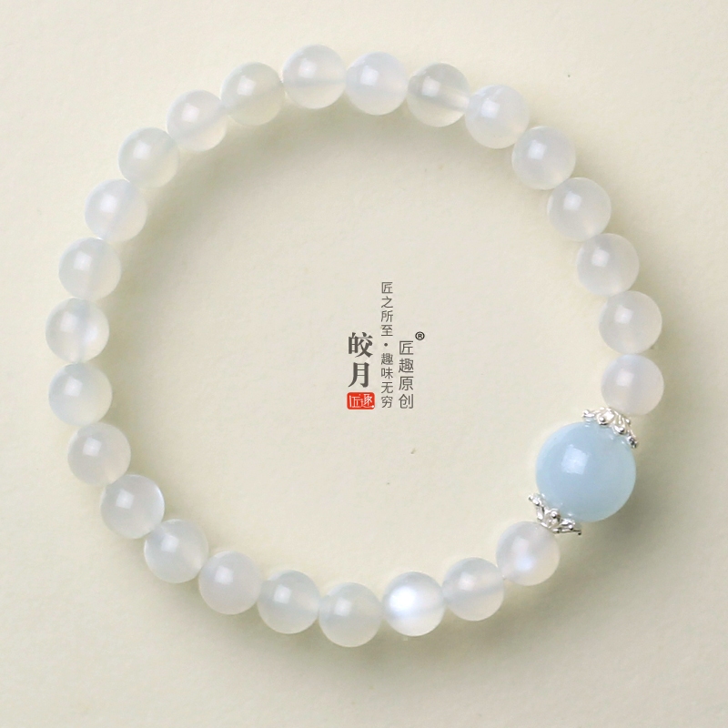 天然白月光石手链原创小清新水晶