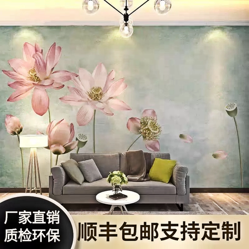 定做墙布来图定制壁画背景墙设计图案直播室展厅家装工装墙布墙画