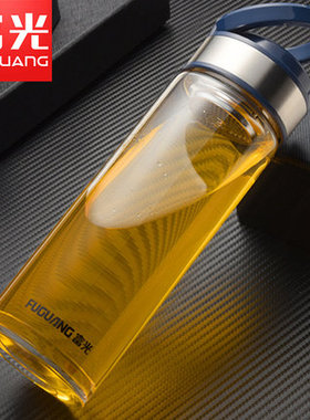 富光玻璃杯500-600ml便携单层泡茶杯男过滤随手水杯子大容量加厚
