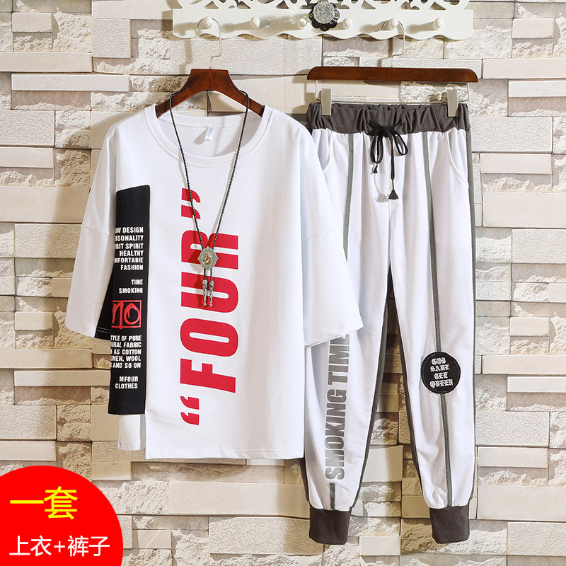 Ninth pants suit Summer 7 Short sleeved man leisure time T-shirt student Trend Sensation Same item clothesin the Men's clothing, T-shirt  category - from Buy2taobao.com to provide professional Taobao agent buy service
