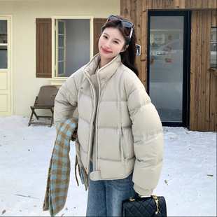 白鸭绒羽绒服P245 无帽保暖女装 K335 休闲厚款 2025年冬季
