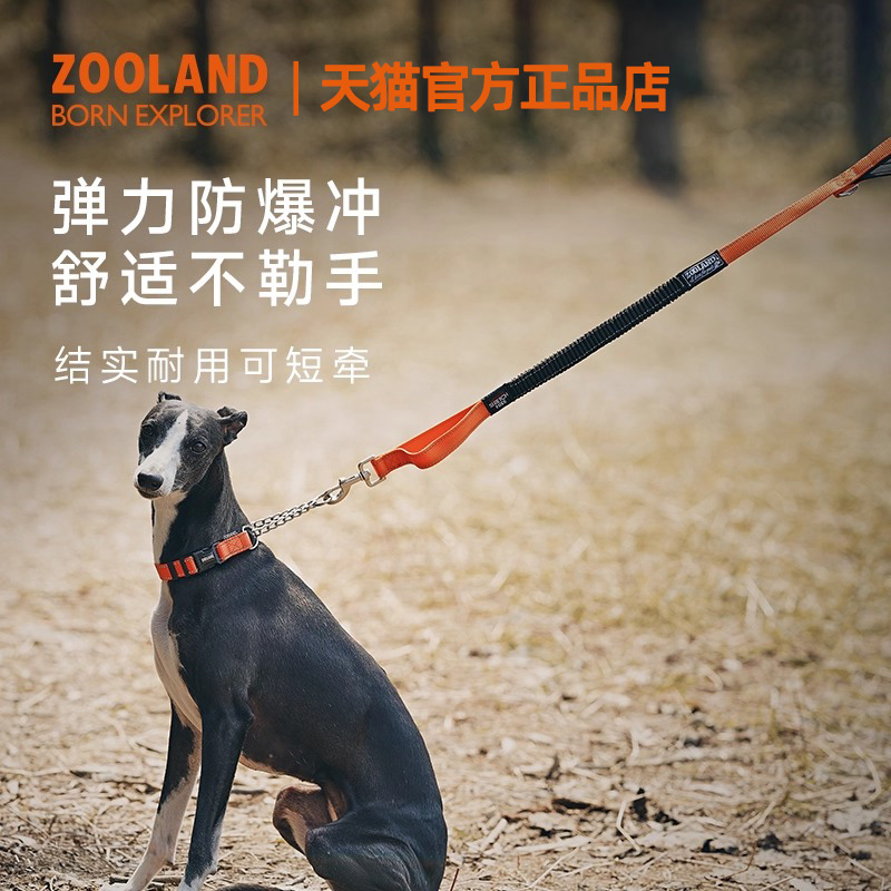 ZOOLAND域揽狗狗牵引绳防爆冲弹力短牵宠物金毛中大型犬遛狗链子
