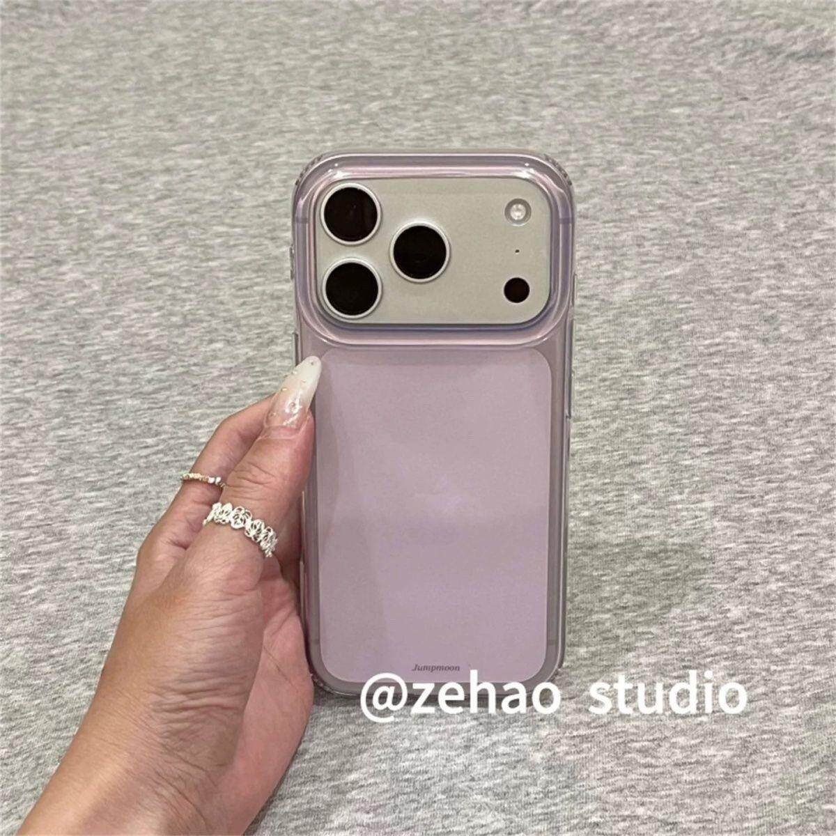 小众高级感亮面简约透紫色适用iphone17Promax苹果16手机壳15全包