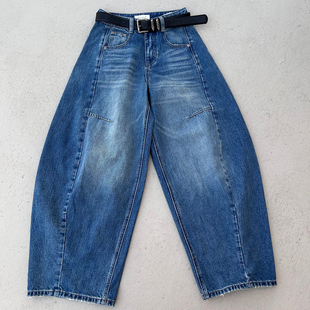 长裤 欧洲站牛仔裤 高腰休闲宽松百搭显瘦蓝色弯刀裤 新款 女2026春季