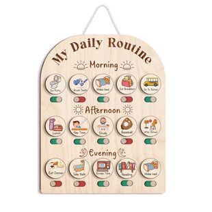 Daily Routine Chart for Kids 儿童日常生活表木质摆件玩具礼物