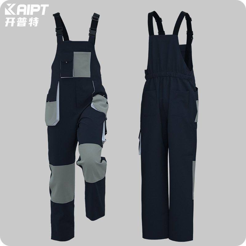 跨境背带裤立体大兜工作服定制拼色多兜多口袋工装裤厂服劳保服
